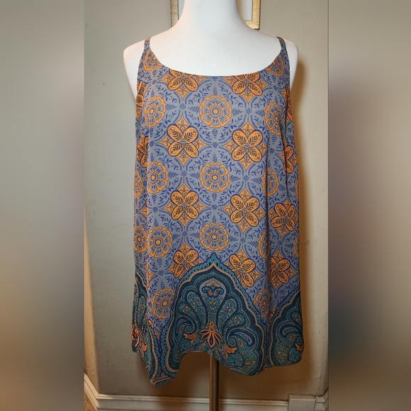 CAbi Tops - Cabi Tank Top‎ Taupe Orange & Blue Size Medium Adjustable Straps